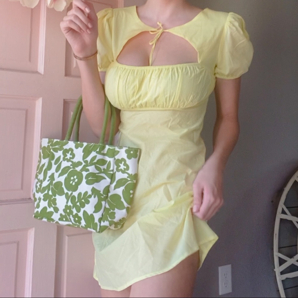 Urban Outfitters pale yellow tea dress